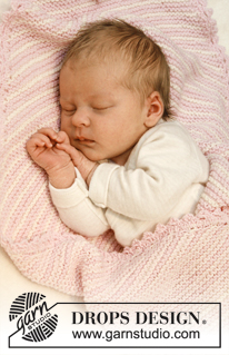 Dream Date / DROPS Baby 25-1 - Gestrickte Decke für Babys mit Krausrippen und Streifen - gestrickt von Ecke zu Ecke in DROPS BabyMerino