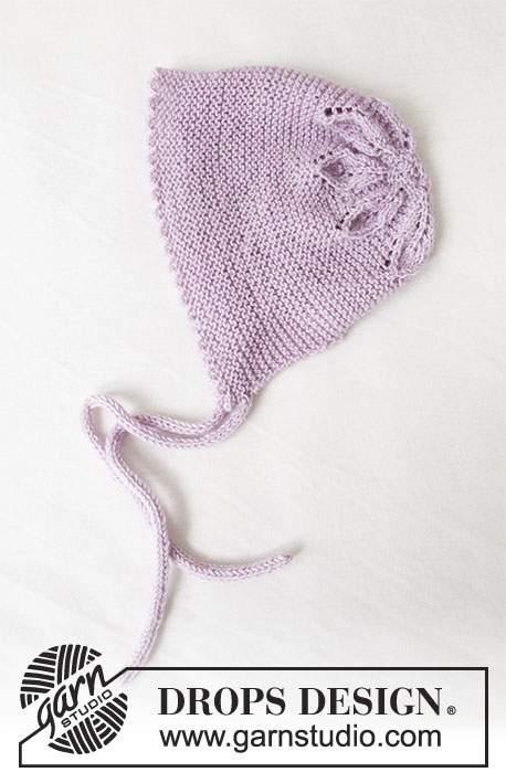 Pink Petals Hat / DROPS Baby 33-14 - Cuffietta per neonati con motivo a foglie e maglia legaccio in DROPS BabyMerino. Taglie: 0-24 mesi.