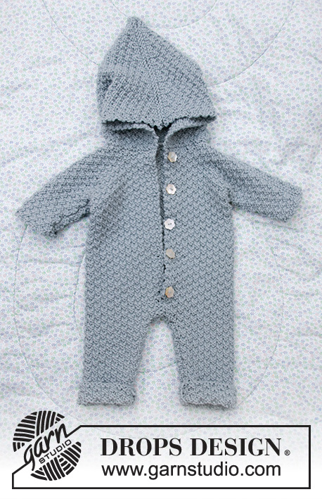 Truly Wooly / DROPS Baby 33-8 - Knitted suit for baby in DROPS Merino Extra Fine. Piece is knitted with textured pattern and hood. Size premature - 4 years
