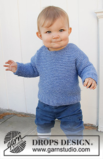 Baby Blue Note / DROPS Baby 36-13 - Knitted sweater for babies and children in DROPS Air. The piece is worked top down with garter stitch. Sizes 6 months – 8 years.