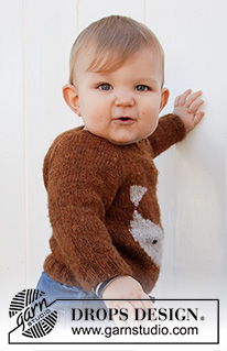 Little Fox / DROPS Baby 36-14 - Knitted sweater with raglan for babies and kids in DROPS Sky. The piece is worked top down with fox-pattern. Sizes 1 month – 8 years.