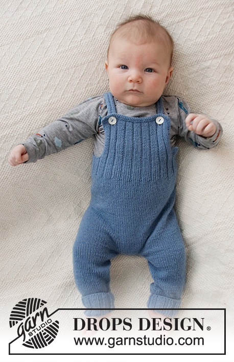 Afternoon Playdate / DROPS Baby 36-4 - Knitted jumpsuit for babies in DROPS Flora. The piece is worked with rib and stocking stitch. Sizes: Premature – 4 years.