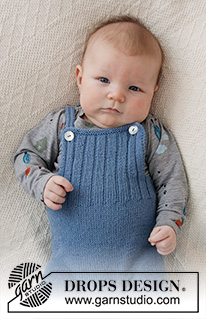 Afternoon Playdate / DROPS Baby 36-4 - Strikket bukse med seler til baby i DROPS Flora. Arbeidet strikkes med vrangbord og glattstrikk. Størrelse prematur – 4 år.