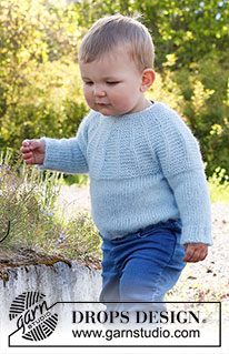 Around the Corner / DROPS Baby & Children 38-5 - Knitted sweater for baby and kids in DROPS Air. Piece is worked with round yoke, top down, in garter stitch. Size 12 months - 10 years