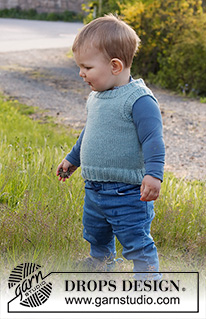 Gledesspreder / DROPS Baby & Children 38-8 - Knitted vest for baby and kids in DROPS Karisma. Piece is knitted in stockinette stitch with double neck edge. Size 12 month - 12 years