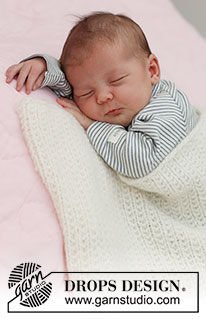 Stitches In Time / DROPS Baby & Children 39-3 - Gebreide deken voor baby in DROPS Air. Het werk wordt gebreid met structuurpatroon. Thema: babydeken