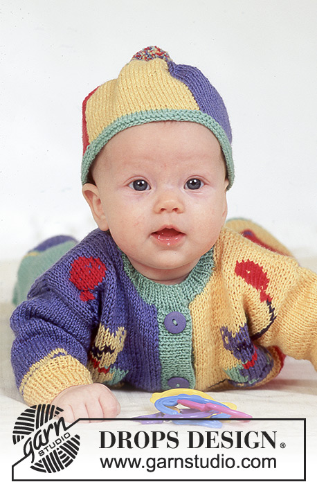 Circus Smiles / DROPS Baby 4-14 - DROPS jumpsuit with teddy motif, hat and socks in “BabyMerino”.