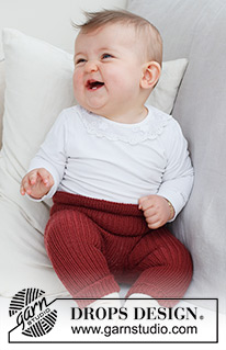 Cutipie Pants / DROPS Baby 42-16 - Vauvan ja lapsen ylhäältä alas neulotut housut DROPS BabyMerino -langasta. Työssä on joustinneuletta ja vyötäröllä on taitereuna. Koot 0-4 vuotta.