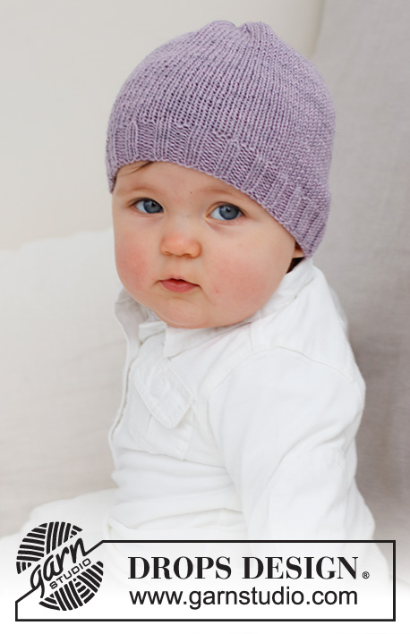 Sweetheart Beanie / DROPS Baby 42-18 - Bonnet tricoté pour bébé et enfant en jersey et côtes, en DROPS BabyMerino. Du 0 au 4 ans.