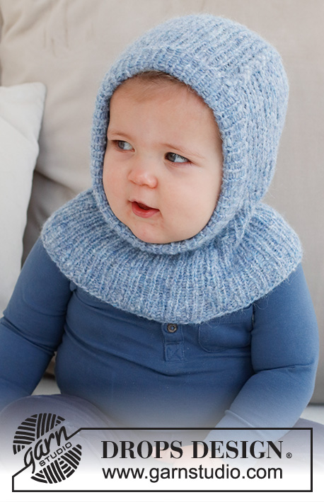 Chilly Day Balaclava / DROPS Baby 42-20 - Gorro / Capuz / Balaclava tricotado para bebé e criança, em canelado em DROPS Air. Tamanhos: 0 - 4 anos