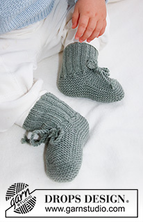 Tide Socks / DROPS Baby 43-20 - Knitted slippers for babies and children in DROPS BabyMerino. Sizes: Premature - 4 years.
