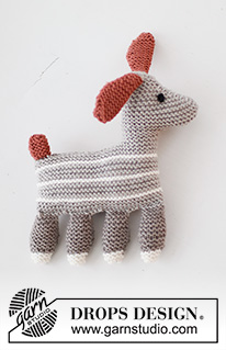 Toby the Dog / DROPS Baby 43-23 - Knitted dog for babies in DROPS Merino Extra Fine. Theme: Soft toys.