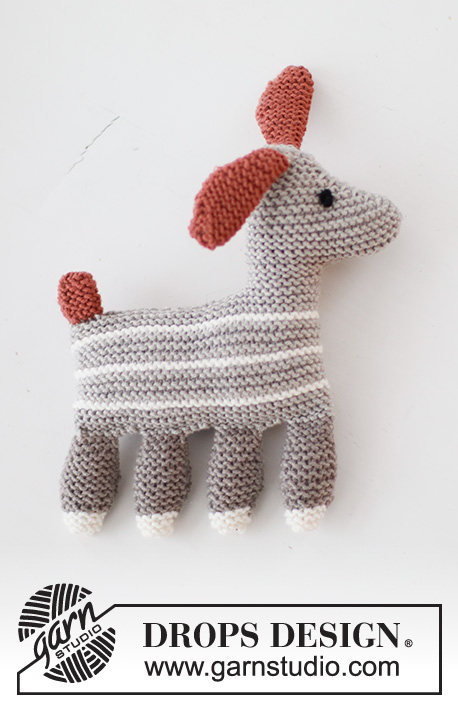 Toby the Dog / DROPS Baby 43-23 - Knitted dog for babies in DROPS Merino Extra Fine. Theme: Soft toys.