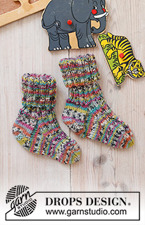 Fantasy Land Socks / DROPS Baby 43-24 - Stickade sockor till baby och barn i DROPS Fabel. Arbetet stickas i resår.
Storlek 0 - 4 år. 
