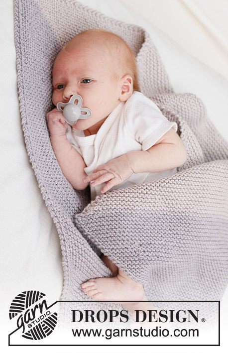 Nap Companion Blanket / DROPS Baby 46-16 - Vauvan kulmasta kulmaan neulottu peitto DROPS Big Merino -langasta. Työssä on ainaoikeinneuletta.