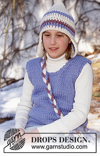 Snow Gnome Vest / DROPS Children 12-35 - Heegeldatud müts ja kott “Snow” lõngast.
