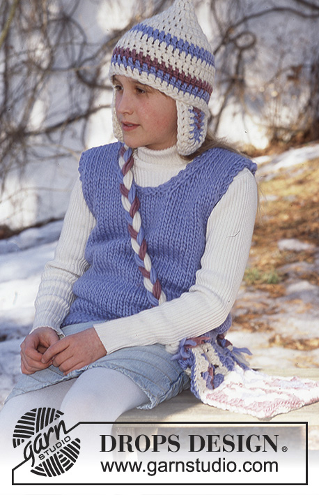 Snow Gnome Bag / DROPS Children 12-53 - Crochet bag in DROPS Snow, with braided shoulder straps.
