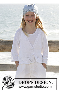 Bright Emma / DROPS Children 15-15 - Gilet tricoté en DROPS Muskat, avec point ajouré. Taille enfant du 5 au 14 ans.