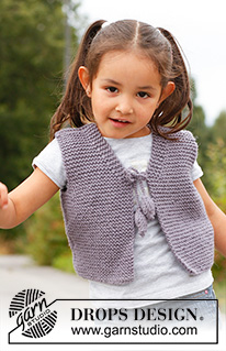 Evelina / DROPS Children 22-17 - Small knitted DROPS vest in garter st in ”Nepal”. 
Size 3 to 12 years.
