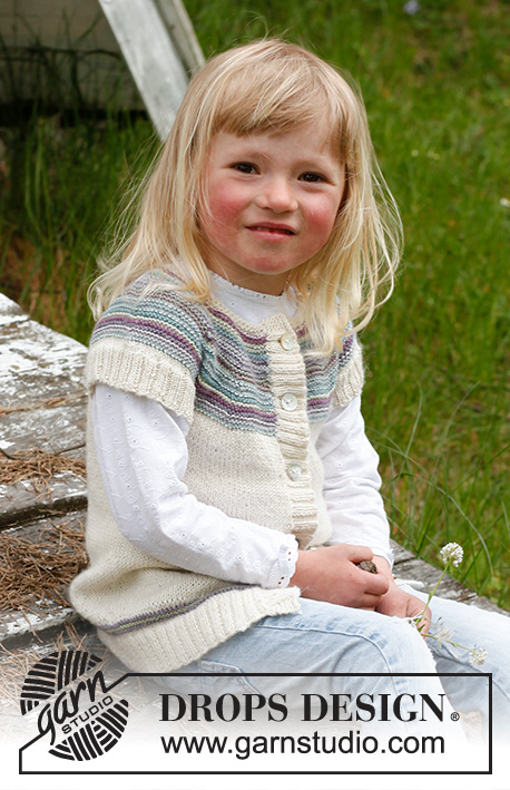 Dear Prudence / DROPS Children 23-10 - Knitted cardigan with round yoke in DROPS BabyAlpaca Silk. Size children 3 to 12 years.