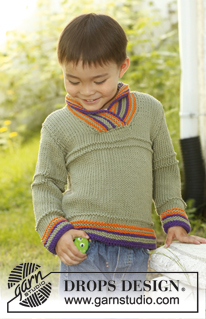 Max / DROPS Children 23-51 - Strikket bluse med sjalskrave i DROPS Paris til børn str 3 - 12 år
