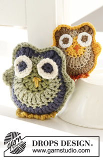 Archimedes / DROPS Children 24-12 - Crochet owls in DROPS Merino Extra Fine or DROPS Safran