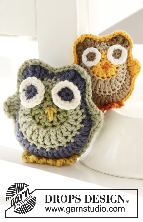 Archimedes / DROPS Children 24-12 - Crochet owls in DROPS Merino Extra Fine or DROPS Safran