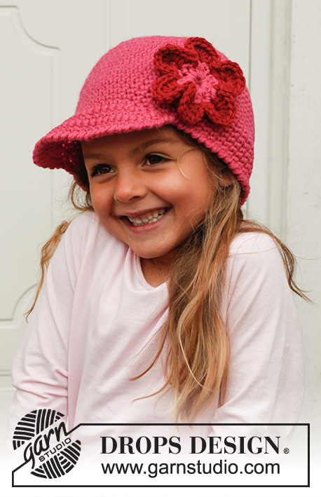 Miss Spring / DROPS Children 24-16 - Crochet cap for children in DROPS Nepal.