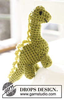 Dino / DROPS Children 24-7 - Crochet dinosaur in DROPS Safran or DROPS Paris