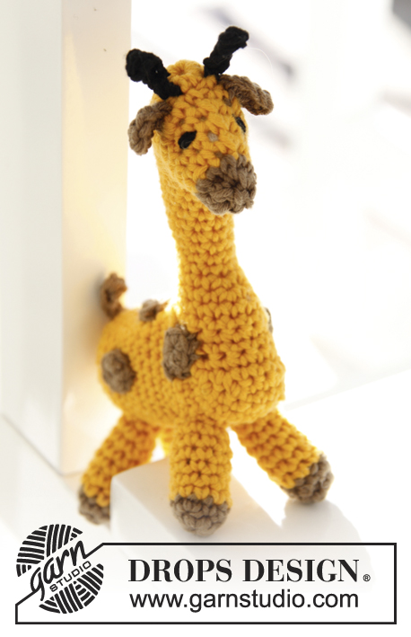 Melman / DROPS Children 24-8 - Gehäkelte Giraffe in DROPS Safran oder DROPS Paris