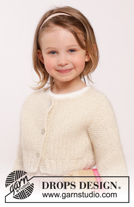 Dear Daisy / DROPS Children 26-2 - Knitted cardigan in seed st in DROPS Alpaca and DROPS Kid-Silk. Size children 2 - 10 years