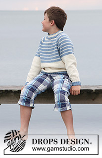 Water Stripes / DROPS Children 27-25 - Pull tricoté avec emmanchures raglan, en DROPS Merino Extra Fine ou DROPS Sky. Pour enfant, du 3 au 14 ans.
