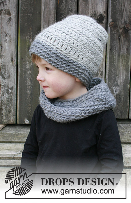 Crispin / DROPS Children 30-18 - The set consists of: Children’s crochet hat and neck warmer with textured pattern. Sizes 2 - 12 years. The set is worked in DROPS Snow.