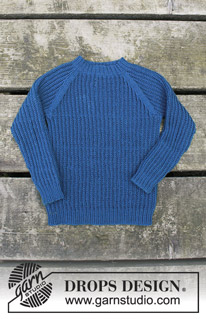 Perkins / DROPS Children 30-9 - Knitted jumper with false Fisherman’s rib and raglan for kids in DROPS BabyMerino or DROPS Safran. Size 2 - 12 years.