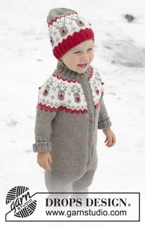 Run Run Rudolph / DROPS Children 32-3 - Knitted onesie for children, with round yoke in DROPS Merino Extra Fine. The piece is worked top down with Nordic pattern. Sizes 12 months – 6 years.