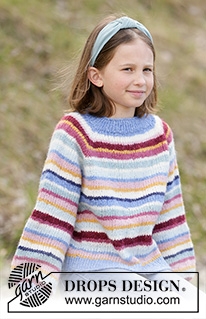 Happy Stripes / DROPS Children 34-22 - Knitted jumper for children in DROPS Air, DROPS Nepal or DROPS Paris. The piece is worked top down with stripes and raglan. Sizes 2-12 years.