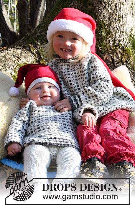 Reykjavik Kids / DROPS Children 34-30 - Pulôver tricotado para bebé e criança, de cima para baixo, com jacquard norueguês e cavas raglan, em DROPS Lima. Tamanhos : 6 meses - 4 anos.