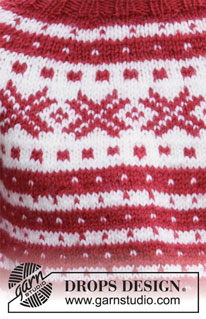 Candy Cane Lane Kids / DROPS Children 34-32 - Knitted jumper for kids with Nordic Fana pattern in DROPS Karisma or DROPS Lima. Piece is knitted top down. Size 2-12 years.