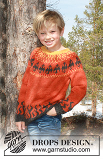 Dragon's Play / DROPS Children 37-11 - Strikket genser med drager og flammer til barn i DROPS Alpaca. Størrelse 3 – 12 år.