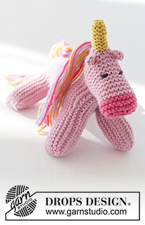 Rainbow the Unicorn / DROPS Children 37-18 - Knitted unicorn in garter stitch in DROPS Merino Extra Fine.