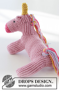 Rainbow the Unicorn / DROPS Children 37-18 - Knitted unicorn in garter stitch in DROPS Merino Extra Fine.