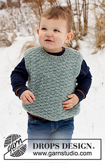 Green River Vest / DROPS Children 40-16 - Dětská vesta se strukturovým vzorem a pružnými lemy pletená z příze DROPS Air. Velikost: 2-12 let.