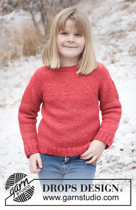 Autumn Flower / DROPS Children 40-2 - Knitted jumper for children in DROPS Air. The piece is worked top down with round yoke. Sizes 3 to 14 years.