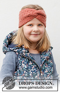 Cherry Blossom / DROPS Children 40-30 - Dětská čelenka s překřížením a ažurovým vzorem pletená z příze DROPS BabyMerino. Velikost 2 -12 let.