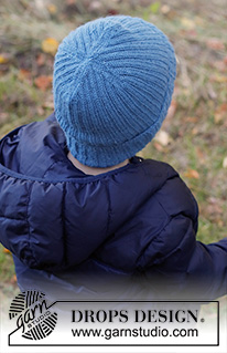 Blue Ridge / DROPS Children 40-31 - Gestrickte Mütze mit Rippenmuster für Kinder in DROPS Alpaca. Größe 2-14 Jahre.