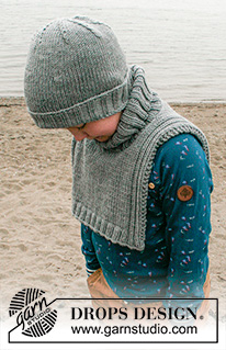 Little Trekker / DROPS Children 40-32 - Knitted hat and neck-warmer for children, in DROPS Big Merino. The piece is worked in stocking stitch with ribbed edges. Sizes 2 to 12 years.