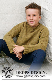 Just in Tweed / DROPS Children 40-9 - Strikket bluse til børn i DROPS Soft Tweed. Arbejdet strikkes oppefra og ned med raglan. Størrelse 3-14 år.