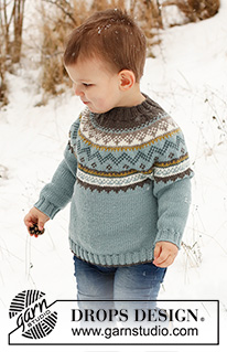 Edge of the Woods Jumper / DROPS Children 41-8 - Knitted jumper for children in DROPS Merino Extra Fine. The piece is worked top down with round yoke and Nordic pattern. Sizes 2 - 12 years.
