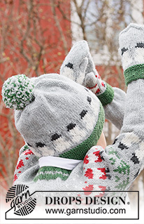 Snowman Time Hat / DROPS Children 44-18 - Gestrickte Mütze für Kinder in DROPS Karisma. Die Arbeit wird von unten nach oben mit mehrfarbigem Muster mit Schneemännern gestrickt. Größe 2 – 14 Jahre. Thema: Weihnachten.