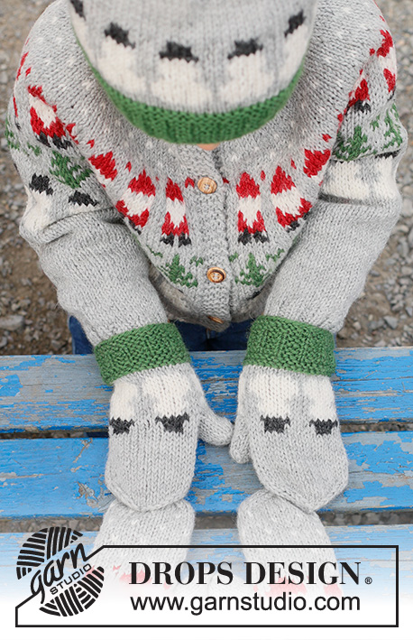 Snowman Time Mittens / DROPS Children 44-19 - Luvas tricotadas para criança em DROPS Karisma. Tricotam-se de cima para baixo com jacquard de boneco de neve. Tamanhos: 2 - 14 anos. Tema: Natal.